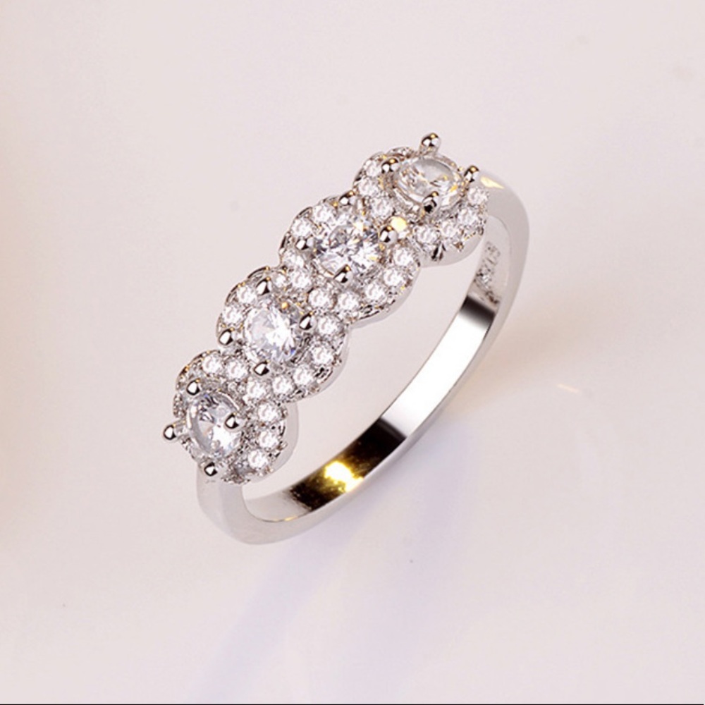 💍925 STERLING SILVER DIAMOND ETERNITY BAND RING - Picture 6 of 8